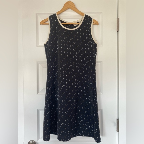 Vintage 90s GAP Black and Cream Floral Sleeveless Dress, size small - Picture 1 of 6